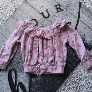 Jessica Simpson Baby Girl Off Shoulder Ruffle Neck Paisley Smocked LS Top Sz 18